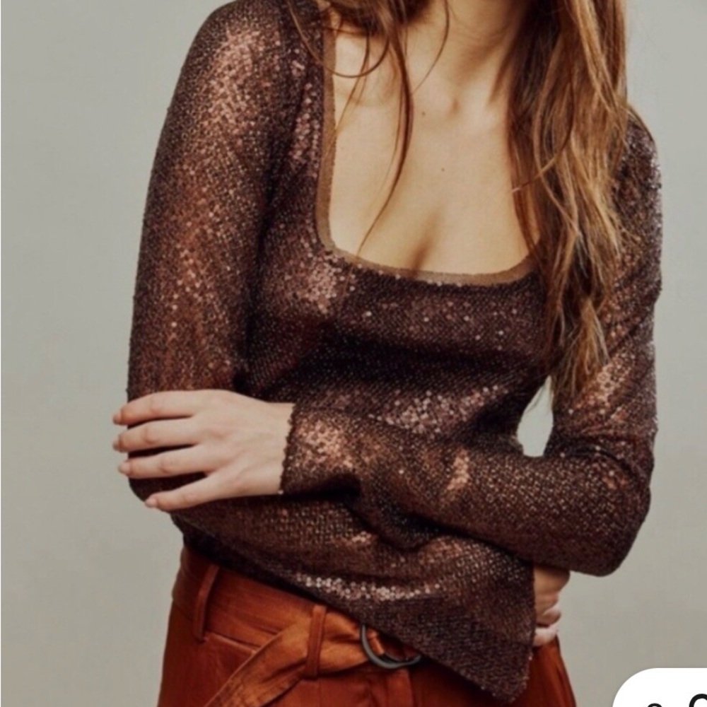 FREE PEOPLE Late Night Disco Layering Top NWOT